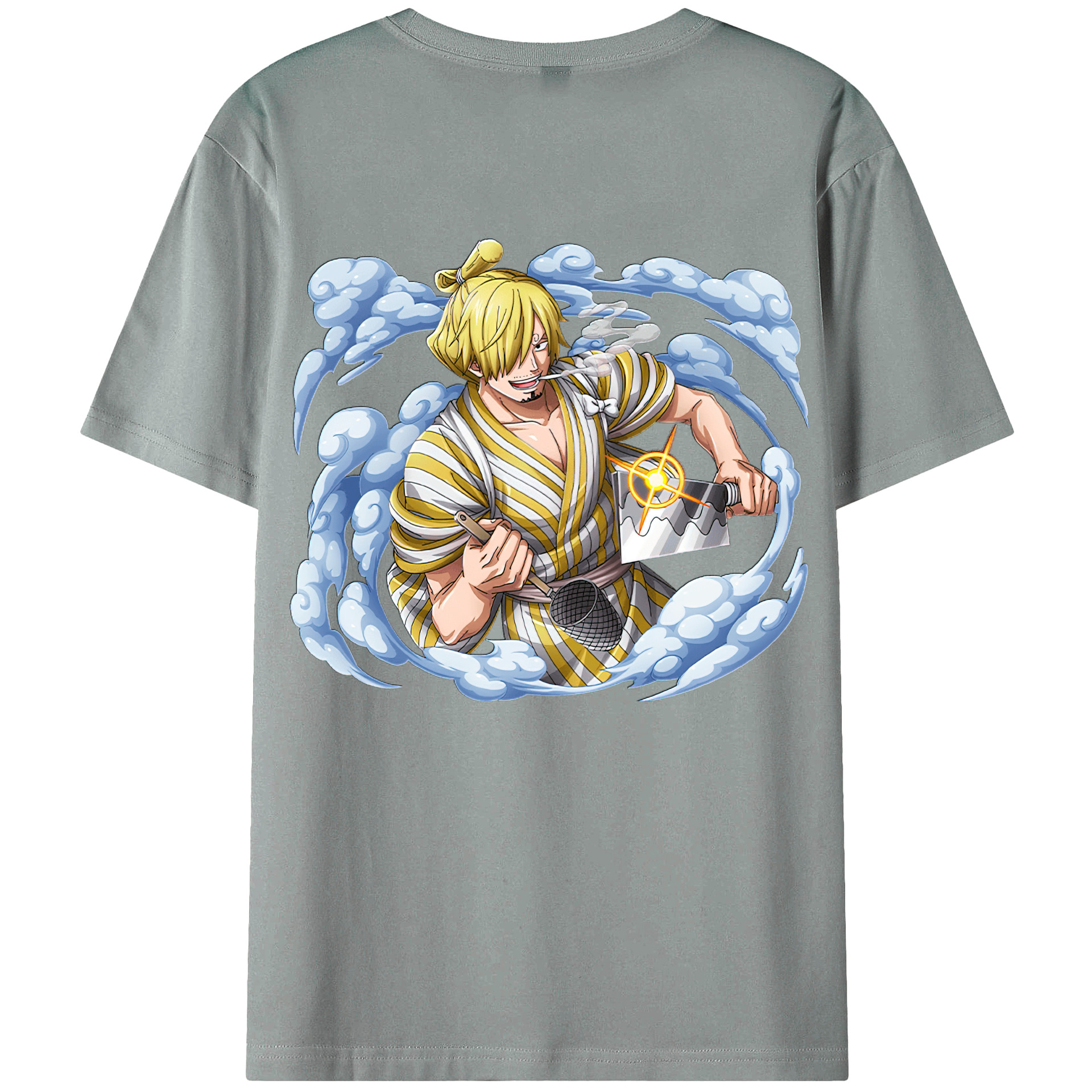 （画像用） ワンピース サンジ ONE PIECE Sanji 綿100％ メンズ半袖Tシャツ（バックプリント） 通気性